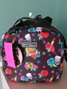 Betsey Johnson Black Skull  Lunch Tote XL